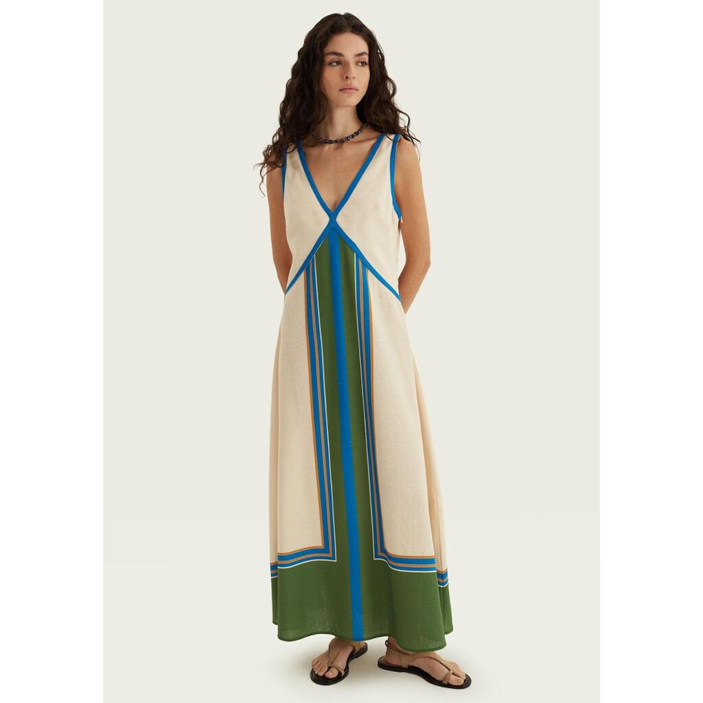 Vestido Midi Estampado Decote V