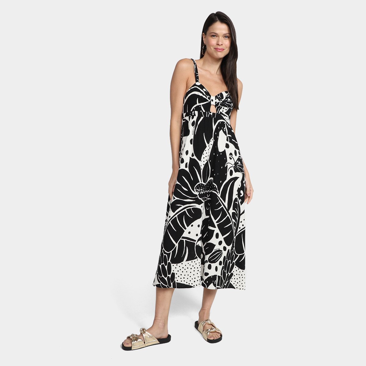 Vestido Midi Farm Bichos Na Floresta - Estampado Menor preço em Vestido Midi Farm Bichos Na Floresta - Estampado