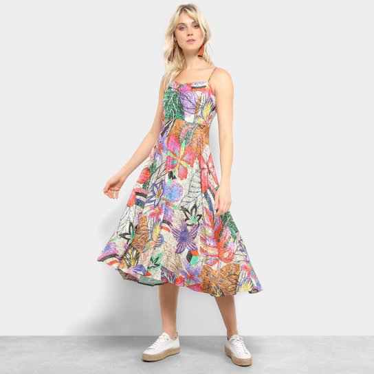 Vestido Midi Farm Floral Berlim - Off White