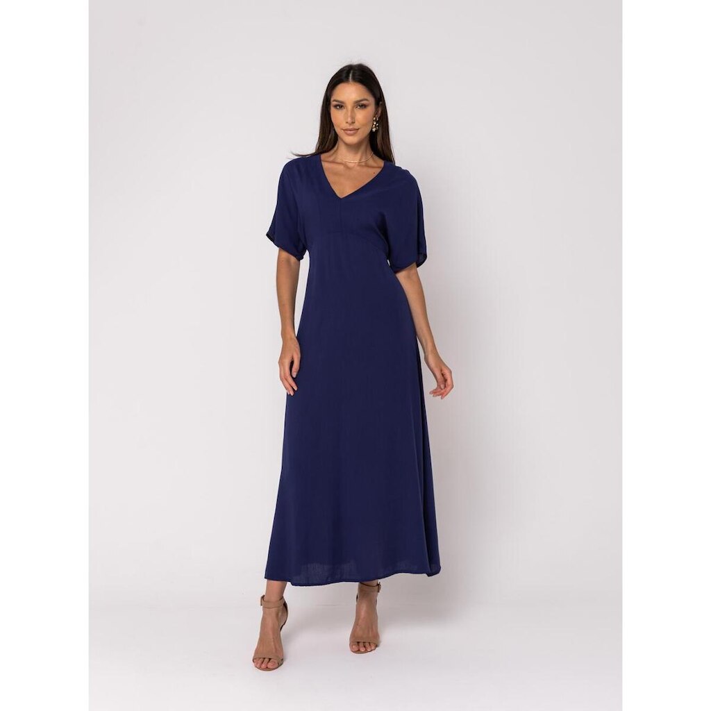 Vestido Midi Feminino Viscolinho Acinturado Salvatore