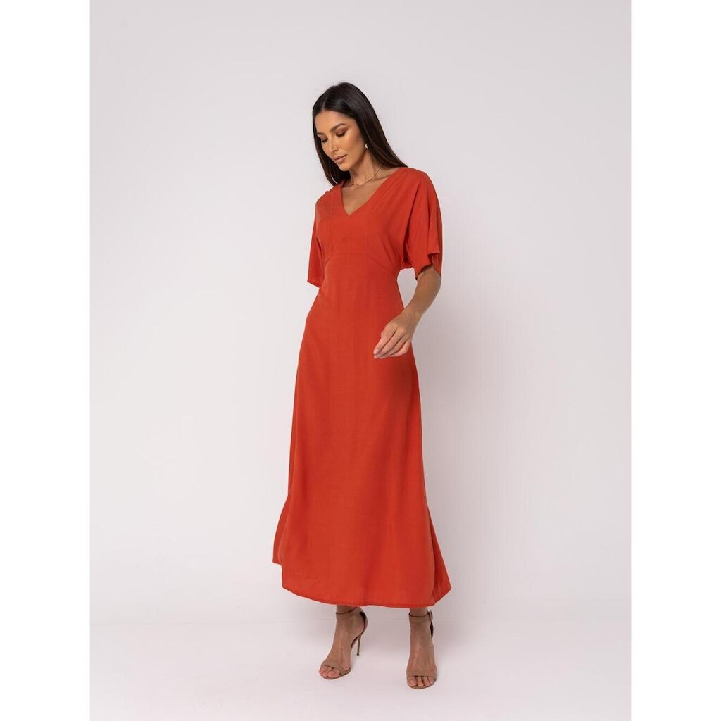 Vestido Midi Feminino Viscolinho Acinturado Salvatore
