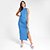 Vestido Midi Il Shin Canelado Fenda - Azul