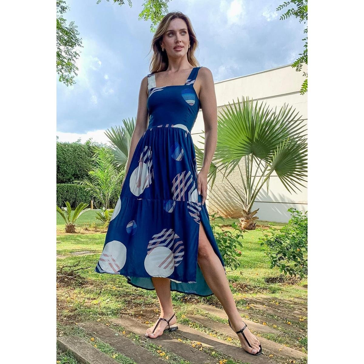 Vestido Midi Mamoré Viscose Regata com Lastex nas costas Azul - GG-Veste do 46 ao 48 - Azul Menor preço em Vestido Midi Mamoré Viscose Regata com Lastex nas costas Azul - GG-Veste do 46 ao 48 - Azul