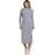 Vestido Midi Manga Longa Serra e Mar Modas Gola Alta Canelado Roupa Feminina - Cinza