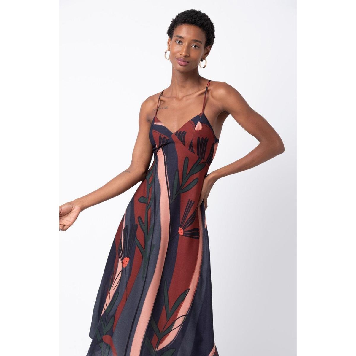 Vestido Midi Mercatto Lace Up Fênix Feminino - Vinho Menor preço em Vestido Midi Mercatto Lace Up Fênix Feminino - Vinho