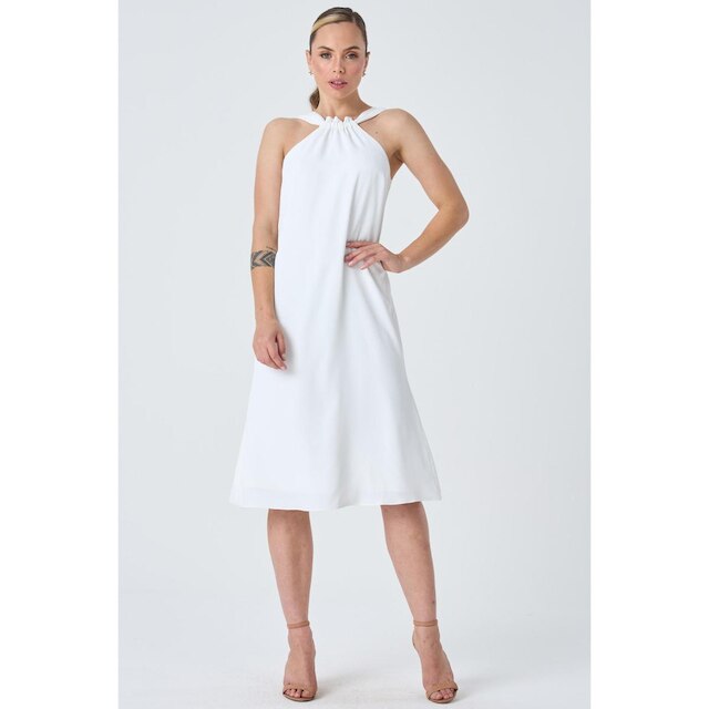 Vestido Midi PKS Frente Única Off White-GG