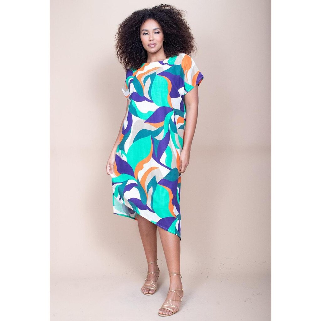 Vestido Midi Plano Estampa Brisa do Mar - M-Veste do 40 ao 42