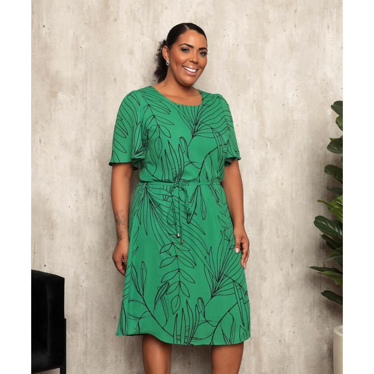 Vestido Midi Plus Size Crepe Estampado Allmaria Zattini