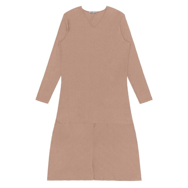 Vestido Midi Plus Size Manga Longa Secret Glam Marrom