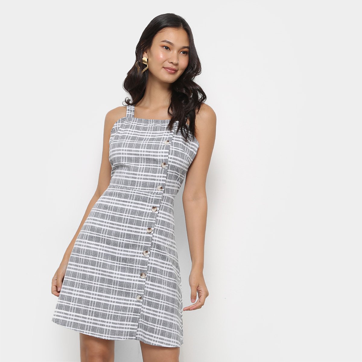 vestido de linho estampado curto