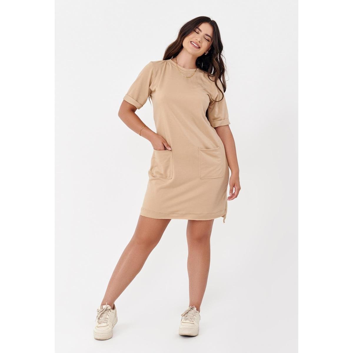 Vestido Moletinho Feminino Bolso Lateral Verão Menor preço em Vestido Moletinho Feminino Bolso Lateral Verão