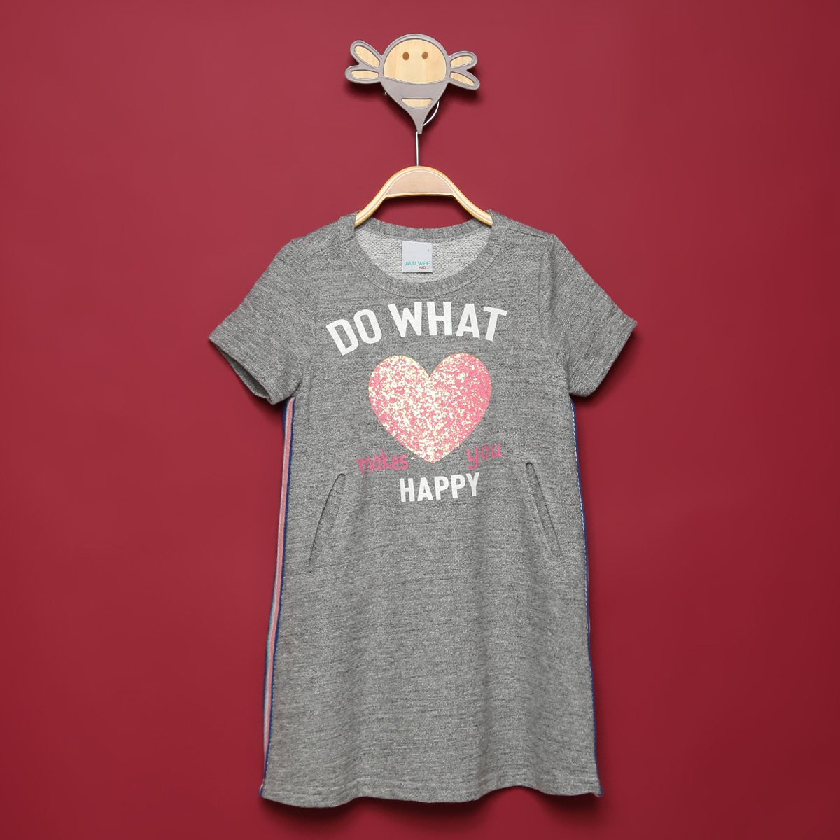 Vestido Moletinho Infantil Malwee Do What Happy - Mescla Menor preço em Vestido Moletinho Infantil Malwee Do What Happy - Mescla