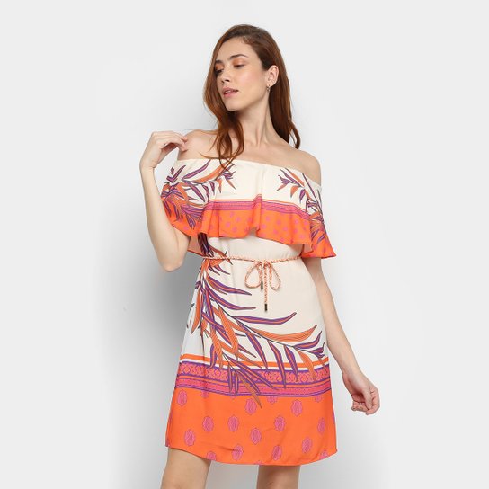 Vestido Morena Rosa Curto Ombro A Ombro Floral Zattini