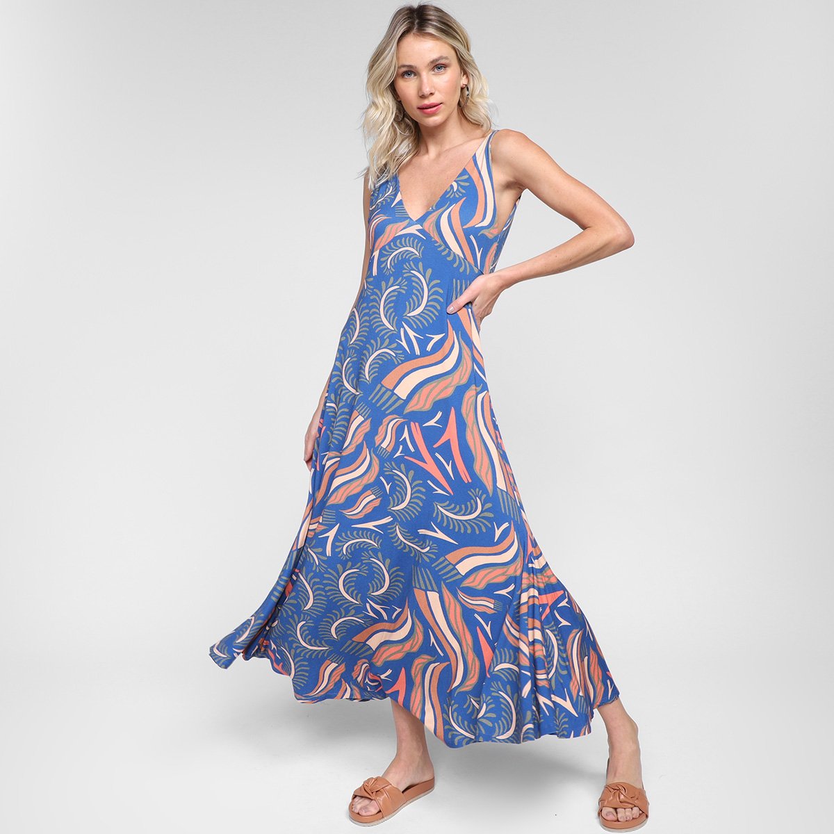 Vestido Oh, Boy! Evasê Midi Estampado - Estampado Menor preço em Vestido Oh, Boy! Evasê Midi Estampado - Estampado