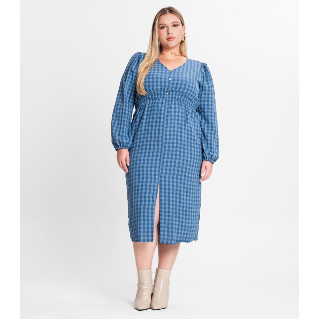Vestido Plus Size Em Air Flow Secret Glam Azul