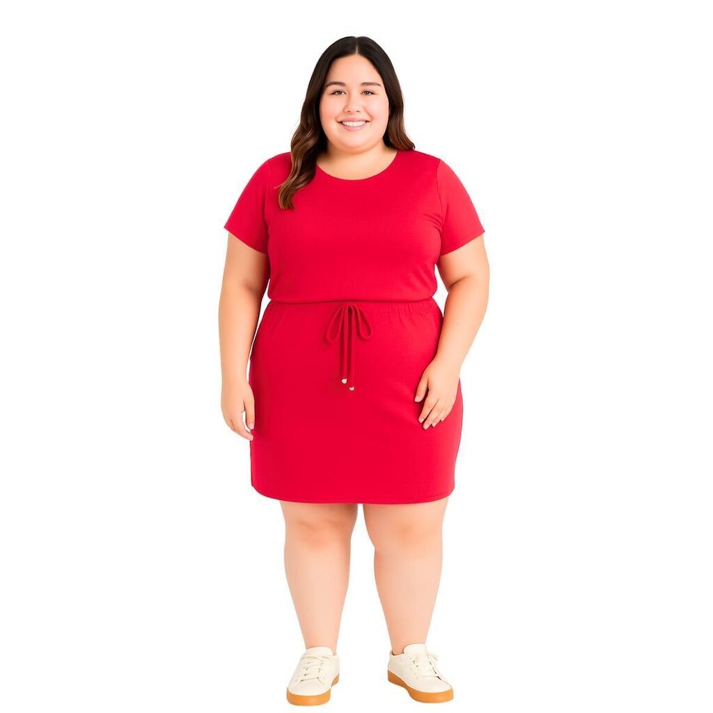 Vestido Plus Size Feminino Manga Curta Elegante Casual Festa