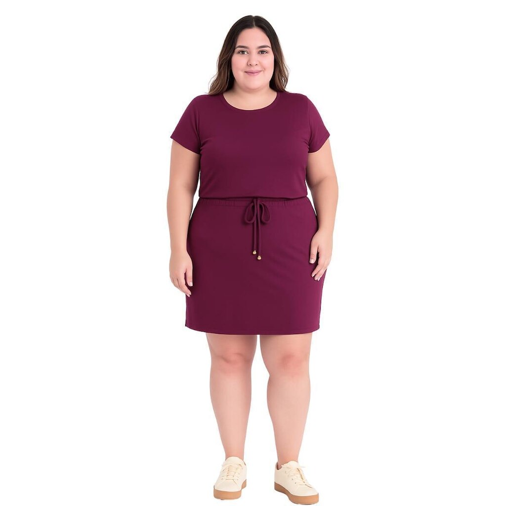 Vestido Plus Size Feminino Manga Curta Elegante Casual Festa