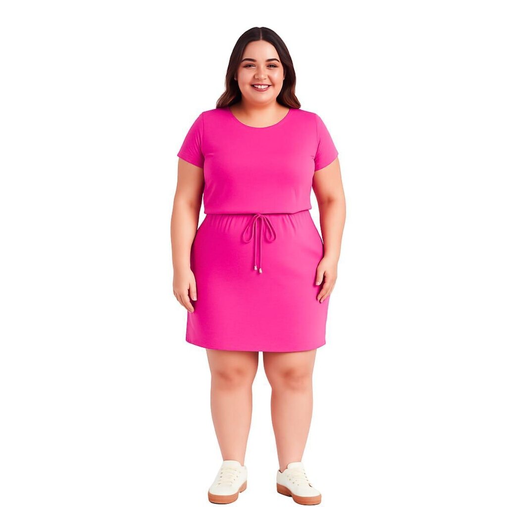 Vestido Plus Size Feminino Manga Curta Elegante Casual Festa