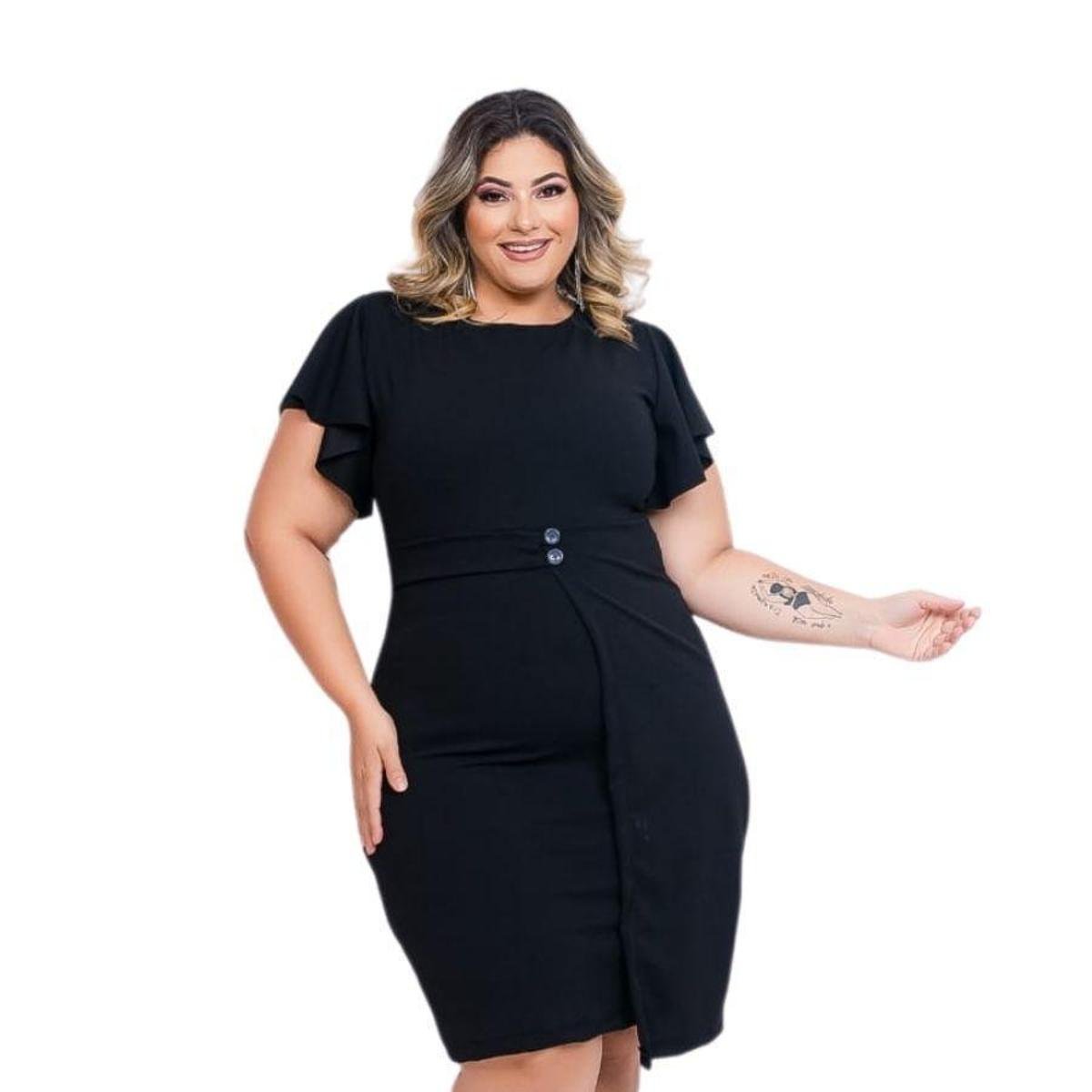 Vestido Plus Size Feminino Moda Evangélica Justo Botão 0499 Zattini