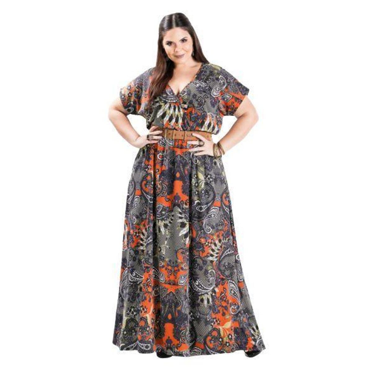 Vestido Plus Size Marguerite Longo Cashmere Feminino Menor preço em Vestido Plus Size Marguerite Longo Cashmere Feminino