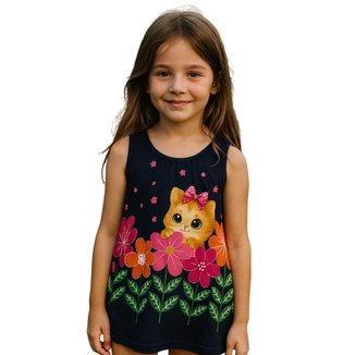 Vestido Regata Estampado Infantil Menina Kyly