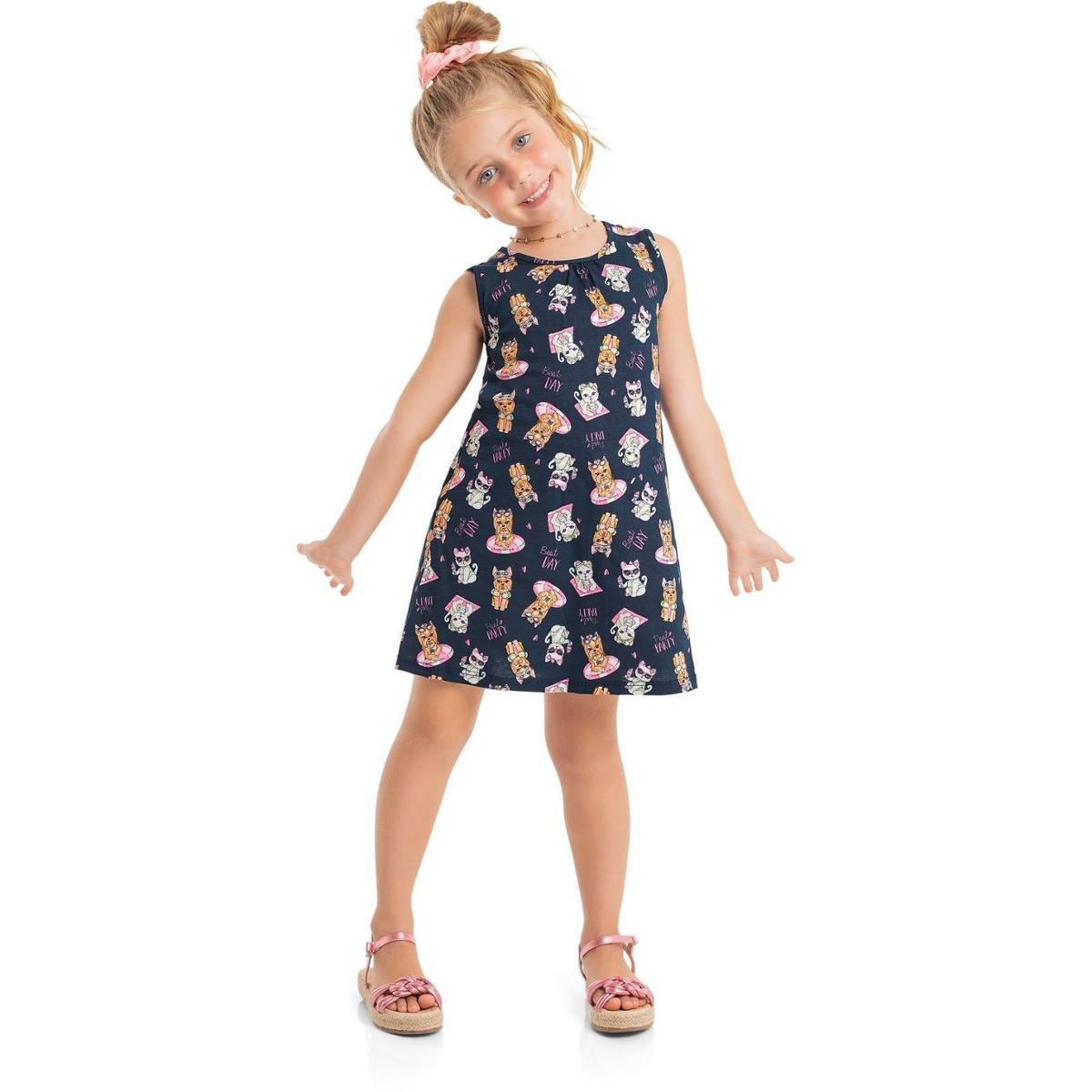 Vestido Regata Infantil Feminino Bee Loop - Azul Menor preço em Vestido Regata Infantil Feminino Bee Loop - Azul