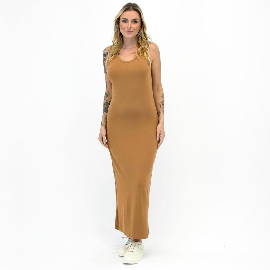 Vestido Rovitex Midi Regata em Malha Feminino