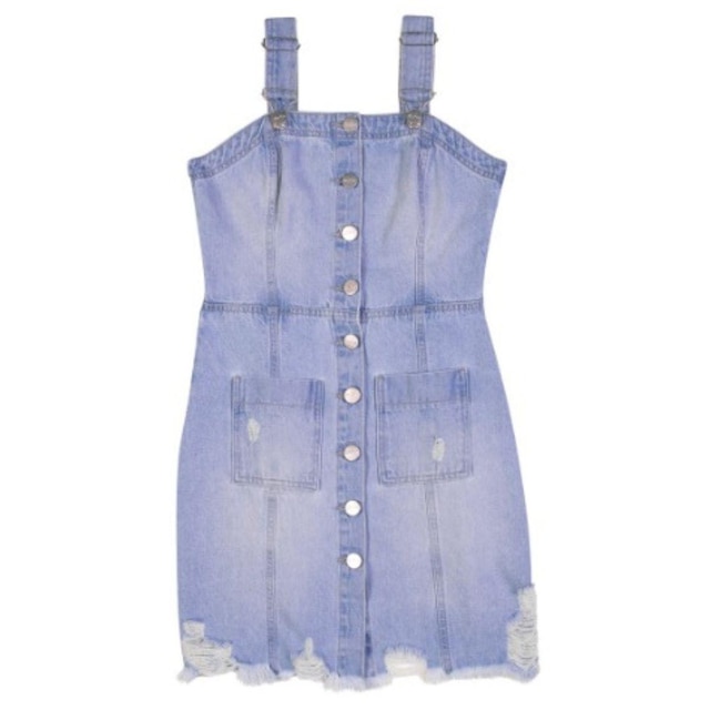 Vestido Salopete Jeans Modelagem Reta Enfim