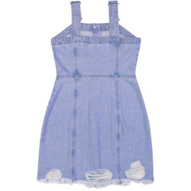 Vestido Salopete Jeans Modelagem Reta Enfim