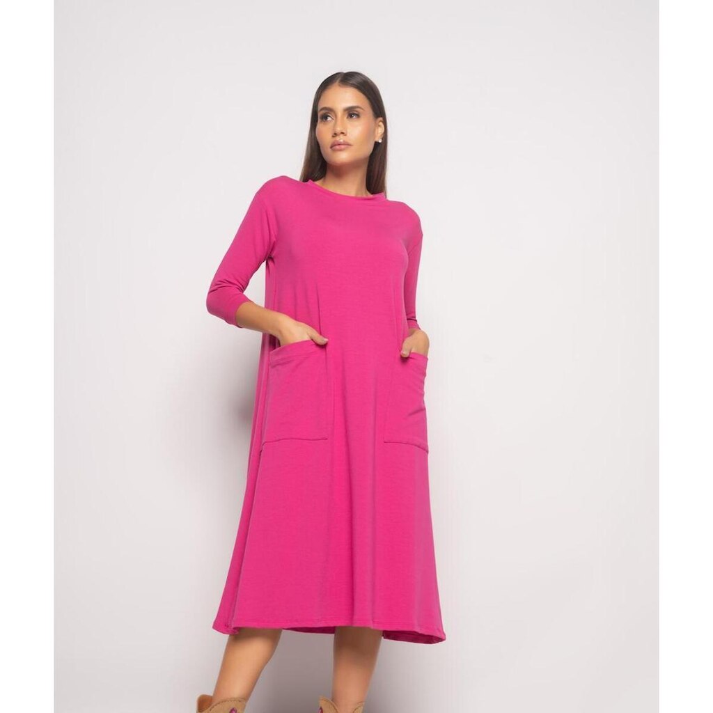 Vestido Salvatore Fashion Midi Bolsos Moletinho Feminino