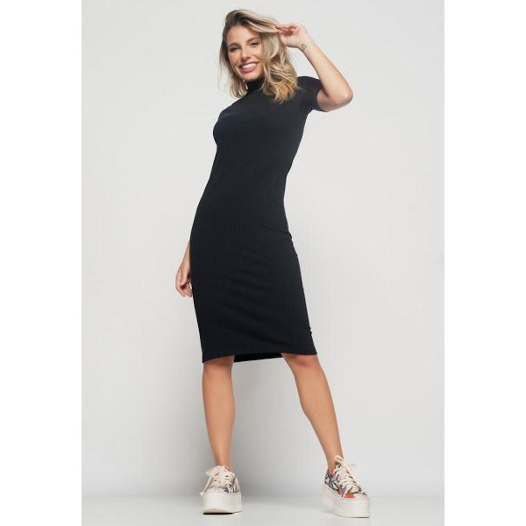 Vestido Salvatore Fashion Midi Manga Curta