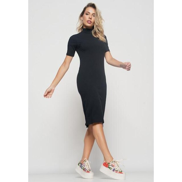 Vestido Salvatore Fashion Midi Manga Curta