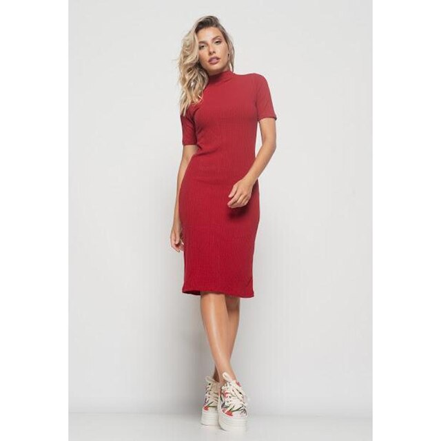 Vestido Salvatore Fashion Midi Manga Curta