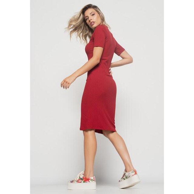 Vestido Salvatore Fashion Midi Manga Curta