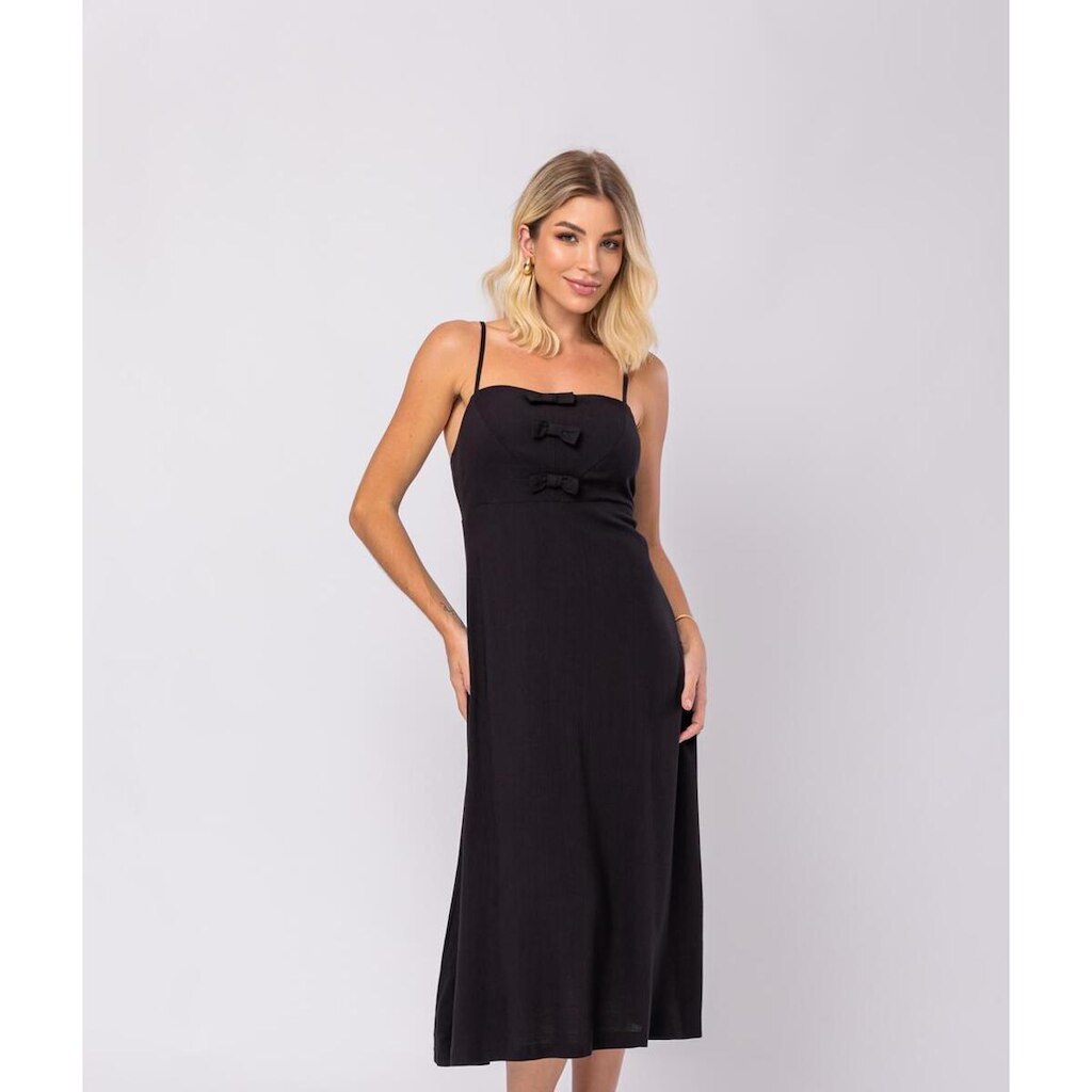 Vestido Salvatore Fashion Midi Viscolinho Premium Laços Feminino