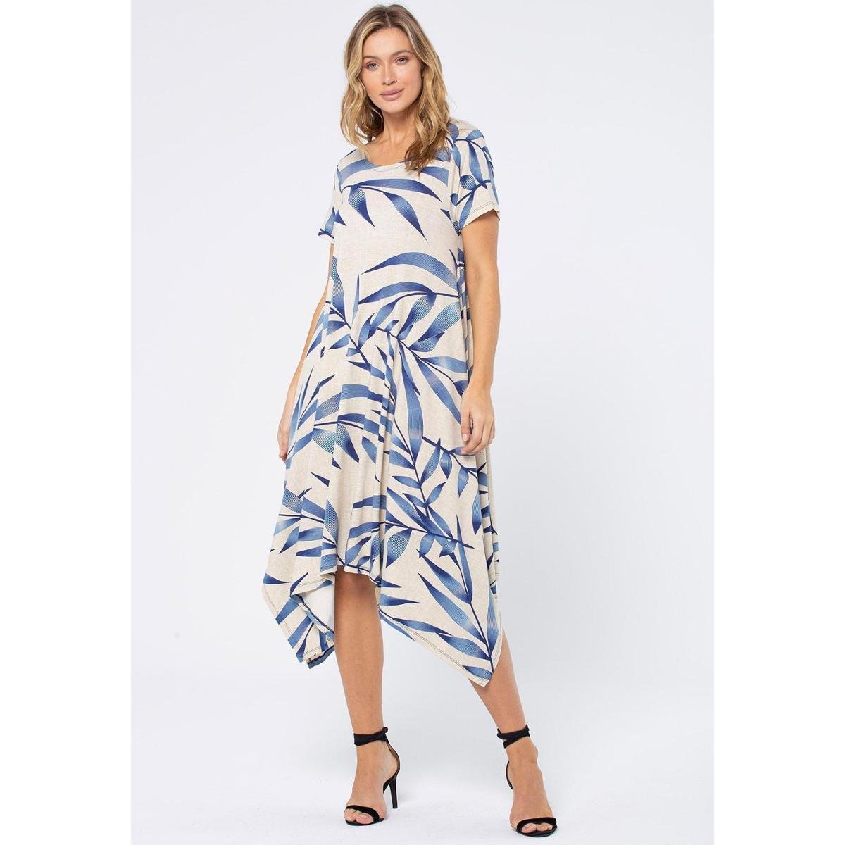 Vestido Saruel Malha Manga Curta com Fendas nas Laterais Bambu Azul - Único - Veste 38 ao 48 Menor preço em Vestido Saruel Malha Manga Curta com Fendas nas Laterais Bambu Azul - Único - Veste 38 ao 48