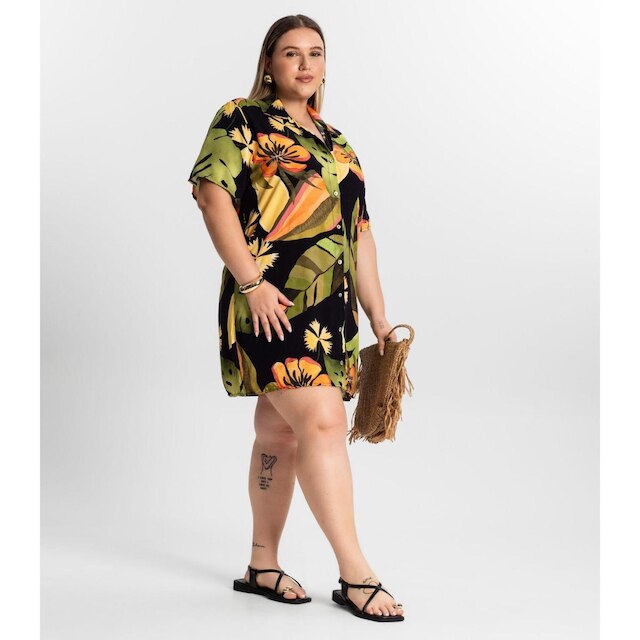 Vestido Secret Chemise Curto Plus Size Feminino