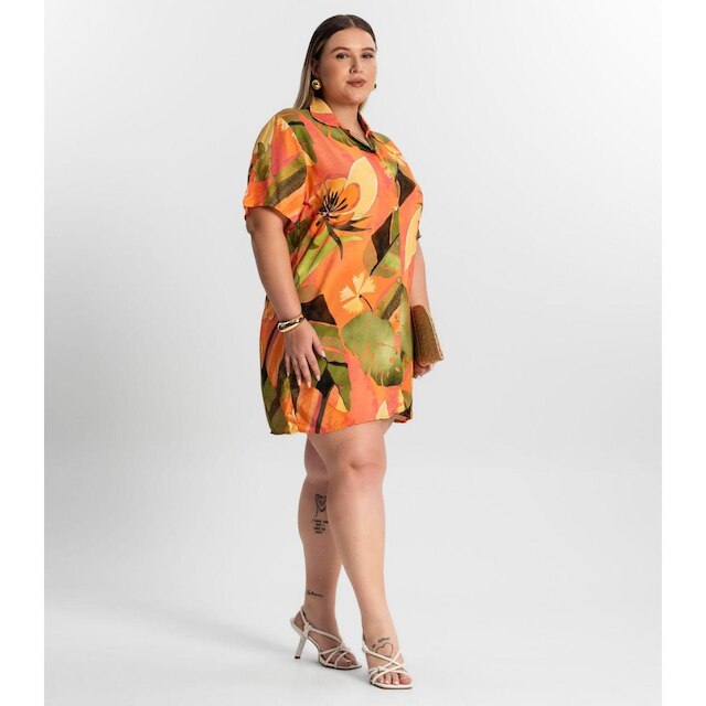 Vestido Secret Chemise Curto Plus Size Feminino