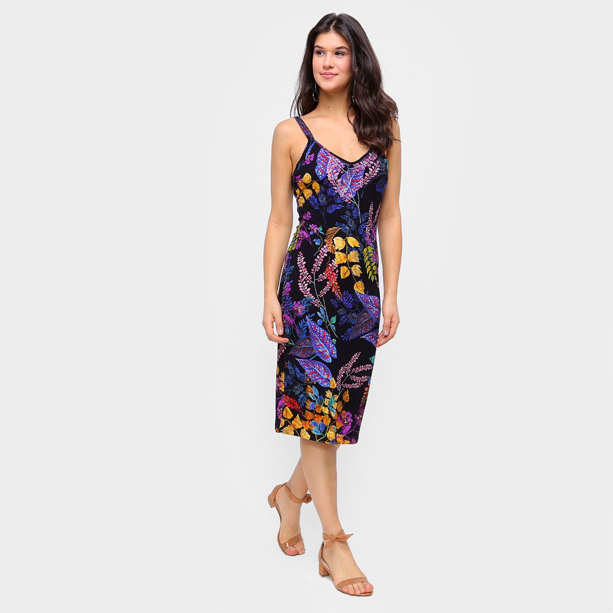 vestido preto com roxo