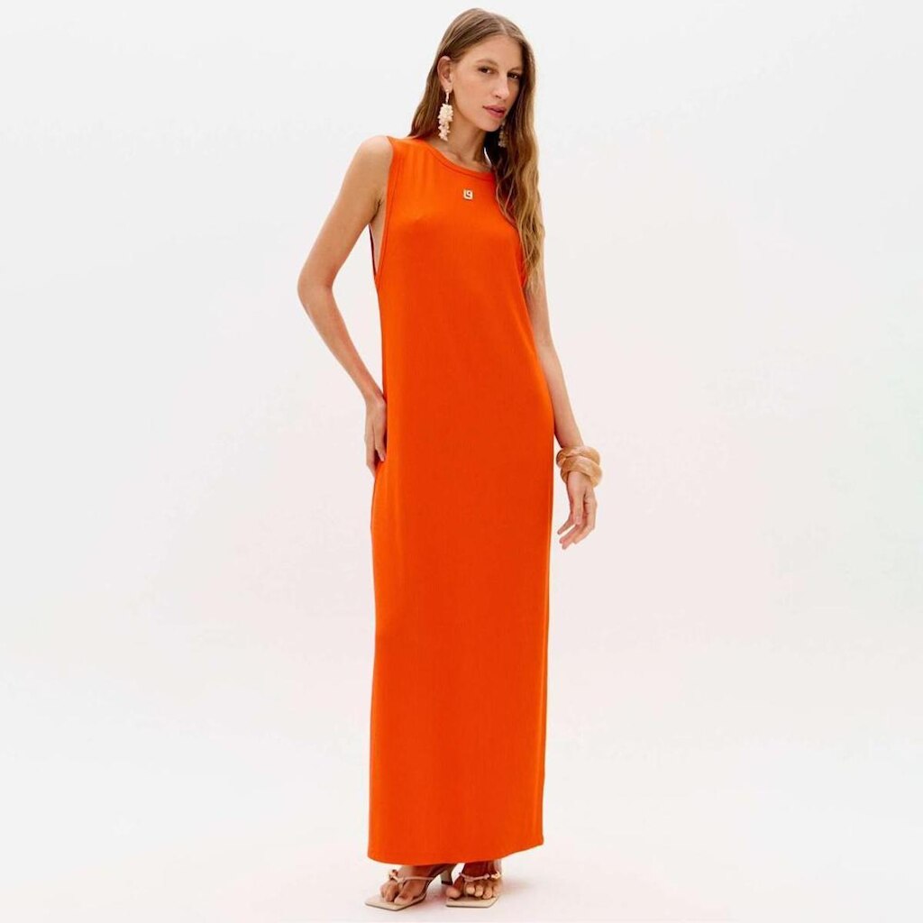 Vestido Super Midi Lança Perfume Friso Feminino