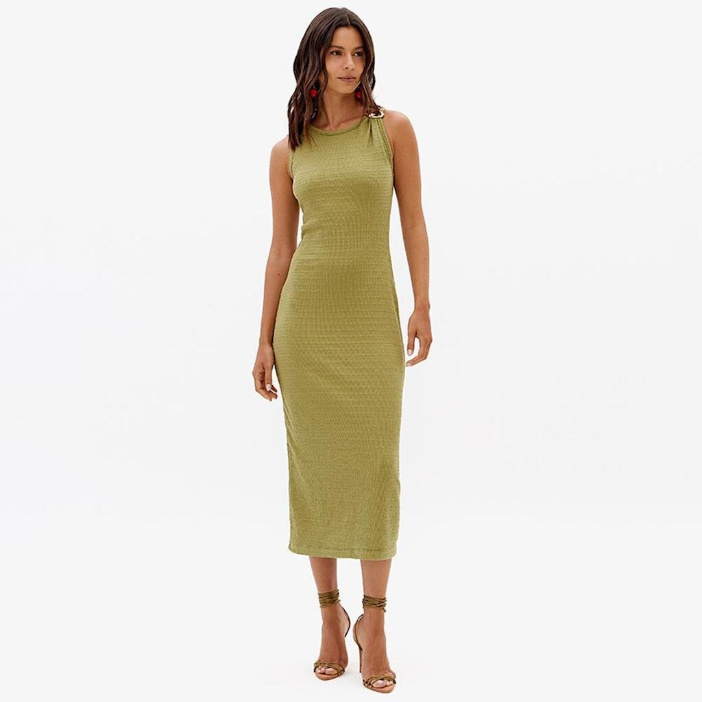 Vestido Super Midi Lança Perfume Shrt Sl Feminino