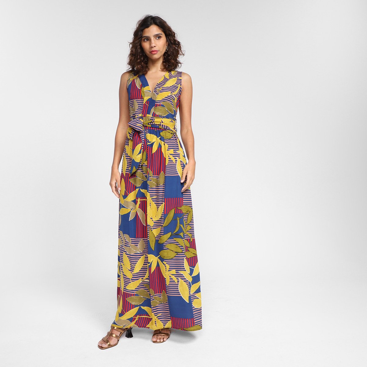 Vestido Top Moda Evasê Longo Folhagem Amarração - Azul é ruim? Vestido Top Moda Evasê Longo Folhagem Amarração - Azul é boa?