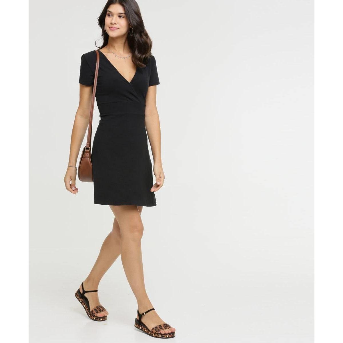 vestido transpassado preto