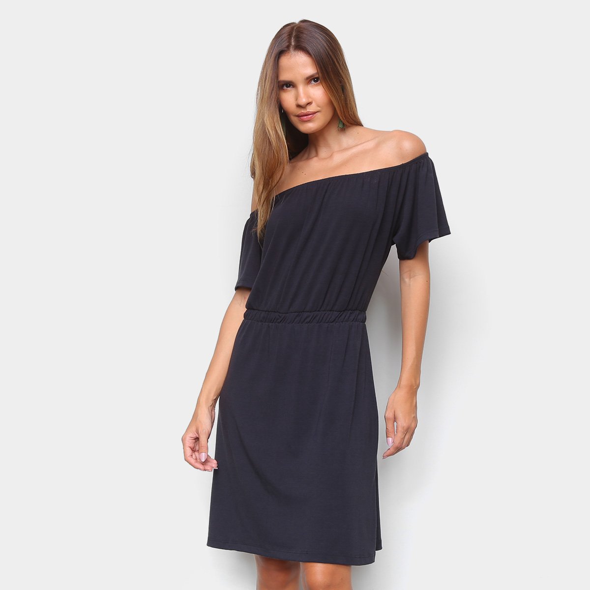 Vestido Volare Curto Ombro A Ombro Estilo Cigana - Preto Menor preço em Vestido Volare Curto Ombro A Ombro Estilo Cigana - Preto