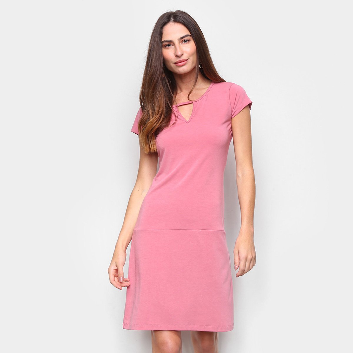 Vestido Volare Midi Abertura No Decote E Manga Japonesa - Rosa Menor preço em Vestido Volare Midi Abertura No Decote E Manga Japonesa - Rosa