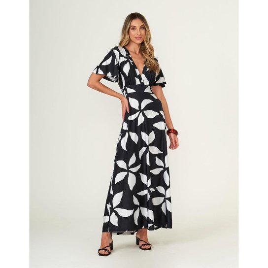 Vestido Zinzane Feminino Floral Pb P PRETO Zattini