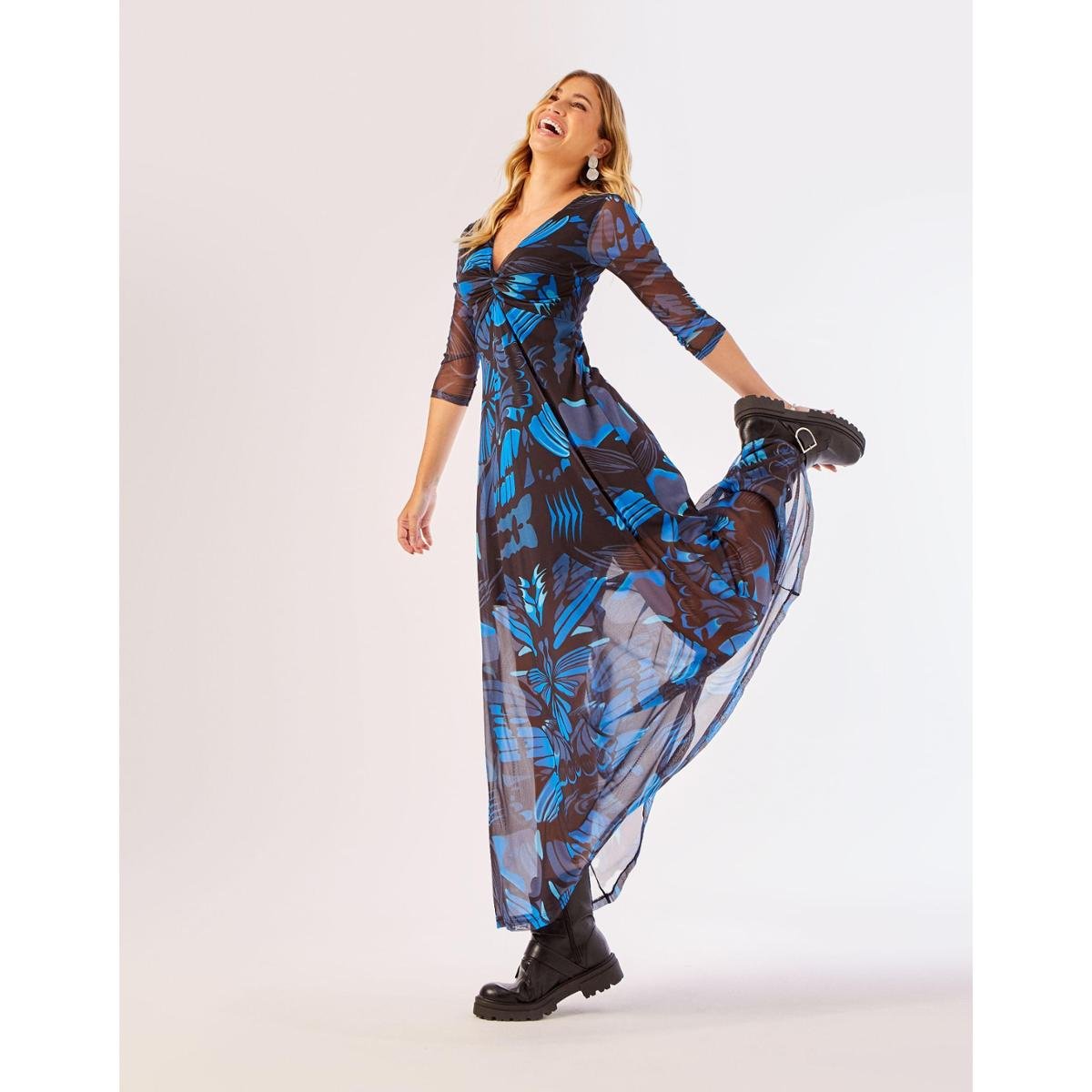 Vestido Zinzane Feminino Longo Estampado Miley Preto Zattini