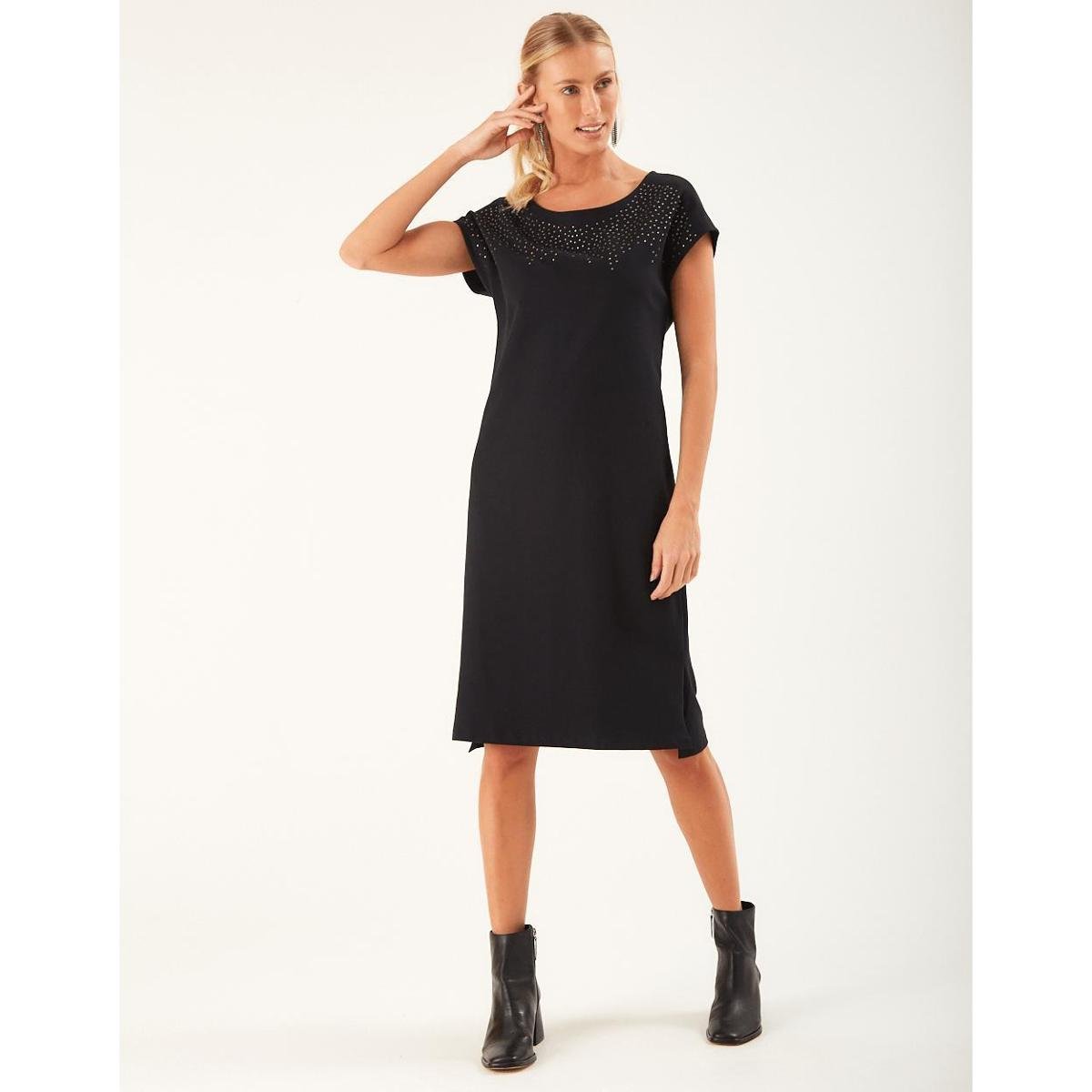 Vestido ZINZANE Moletom Brilhos Feminino - Preto Menor preço em Vestido ZINZANE Moletom Brilhos Feminino - Preto