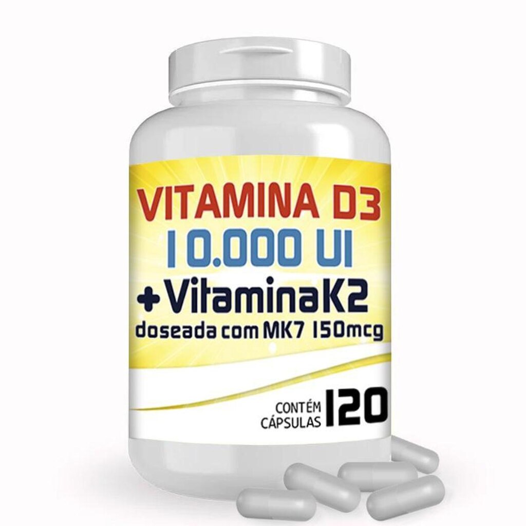 Vitamina D3 10.000ui + Vitamina K2 150mcg Com 120 Cápsulas