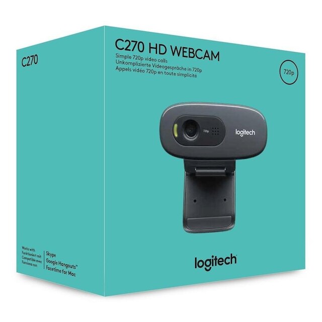 Webcam HD Logitech C270, 720p, 30 FPS, Microfone Integrado, USB 2.0 - 960-000694
